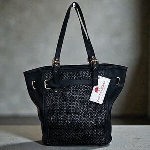 NWT Big Buddha J Hermosa vegan leather black tote handbag